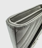 Saint Laurent Envelope Chain Wallet Dark Grey Chevron