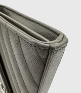 Saint Laurent Envelope Chain Wallet Dark Grey Chevron