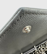 Saint Laurent Envelope Chain Wallet Dark Grey Chevron