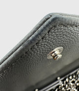 Saint Laurent Envelope Chain Wallet Dark Grey Chevron