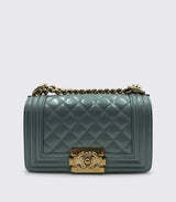 Chanel Boy Bag Patent Leather Baby Blue Small