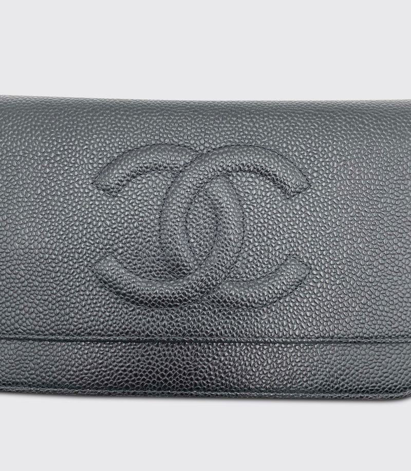 Chanel Black Caviar CC Logo Timeless Wallet on Chain WOC 61cz63s –  Bagriculture