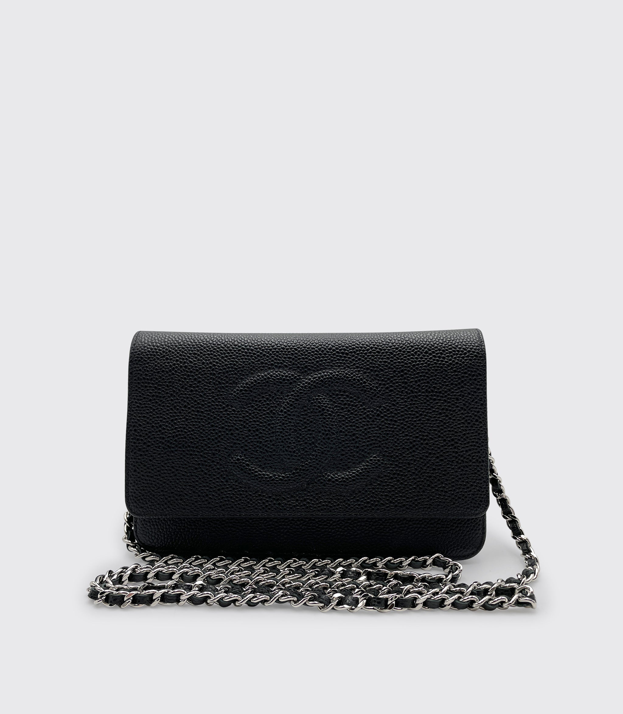 CHANEL - CC Strass Champagne Patent Leather - WOC Wallet on Chain